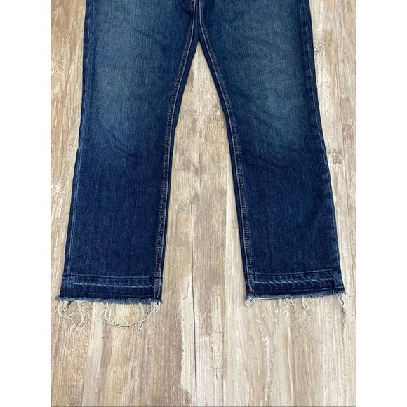 Current/Elliott Cropped Straight Leg Jeans Raw Hem Mid Rise Women’s Sz 27 Waist - Picture 2 of 8
